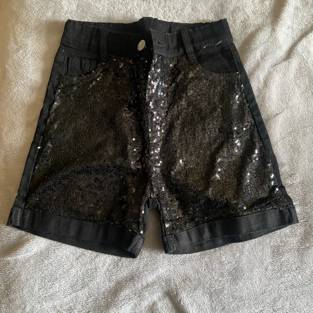 SIP sparkle on pink Black sequin denim size 10/12 NWOT